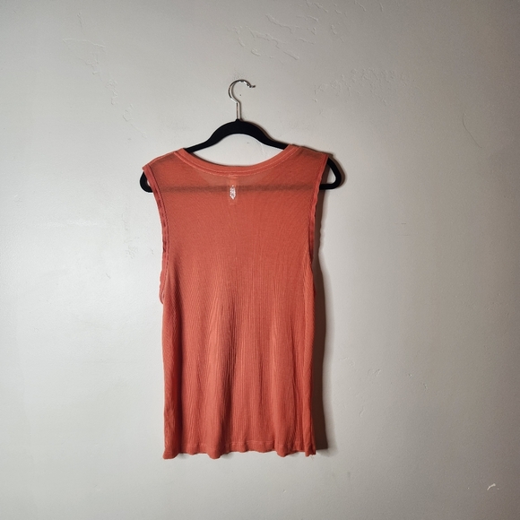 Free People Movement Orange Ribbed Thin Tank Top Size Large - Picture 2 of 6